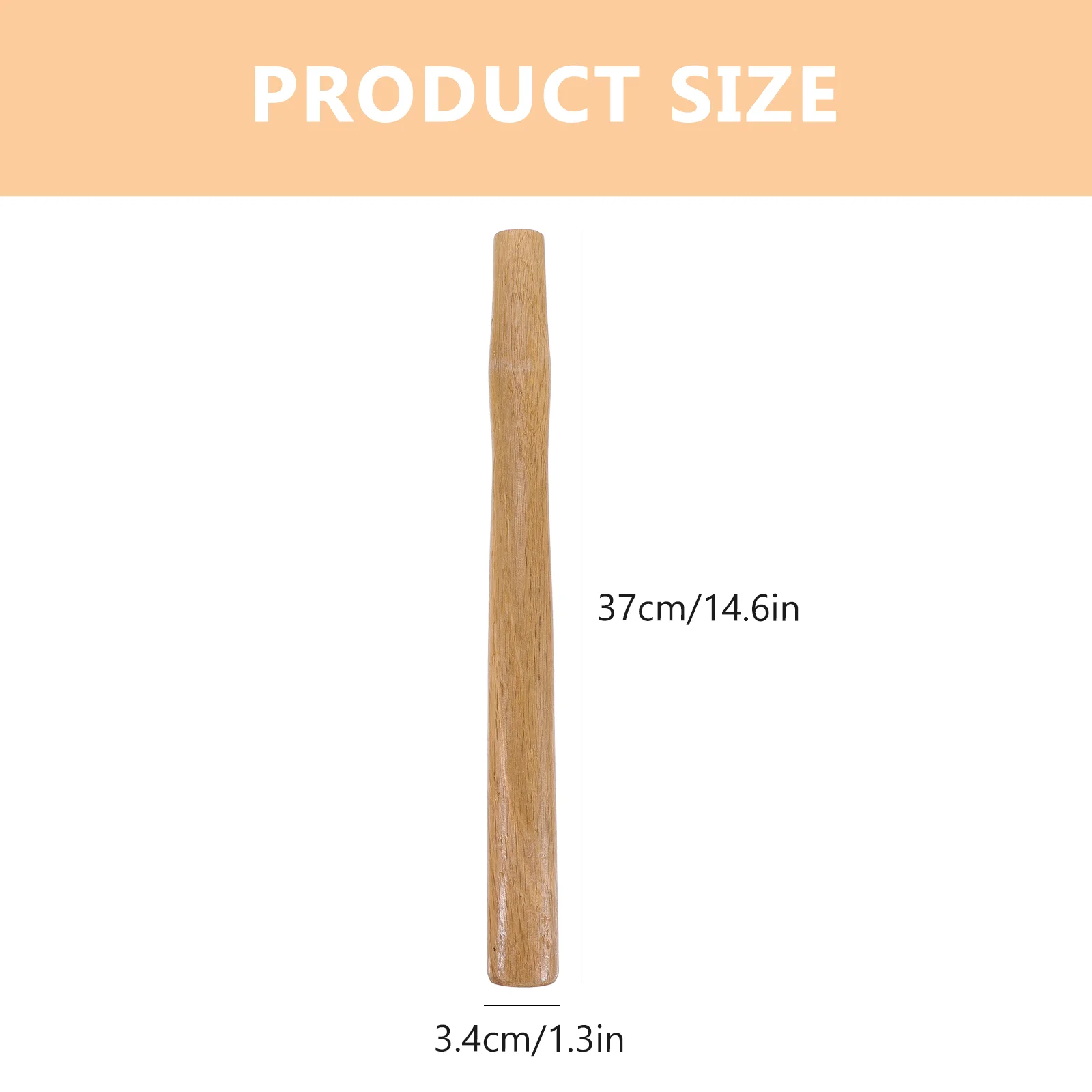 2 Pcs Wooden Hammer Handle Replacement Non Octagon Grip 2.5lb 40cm Natural Wood Grain For Claw Peen Anti Skid