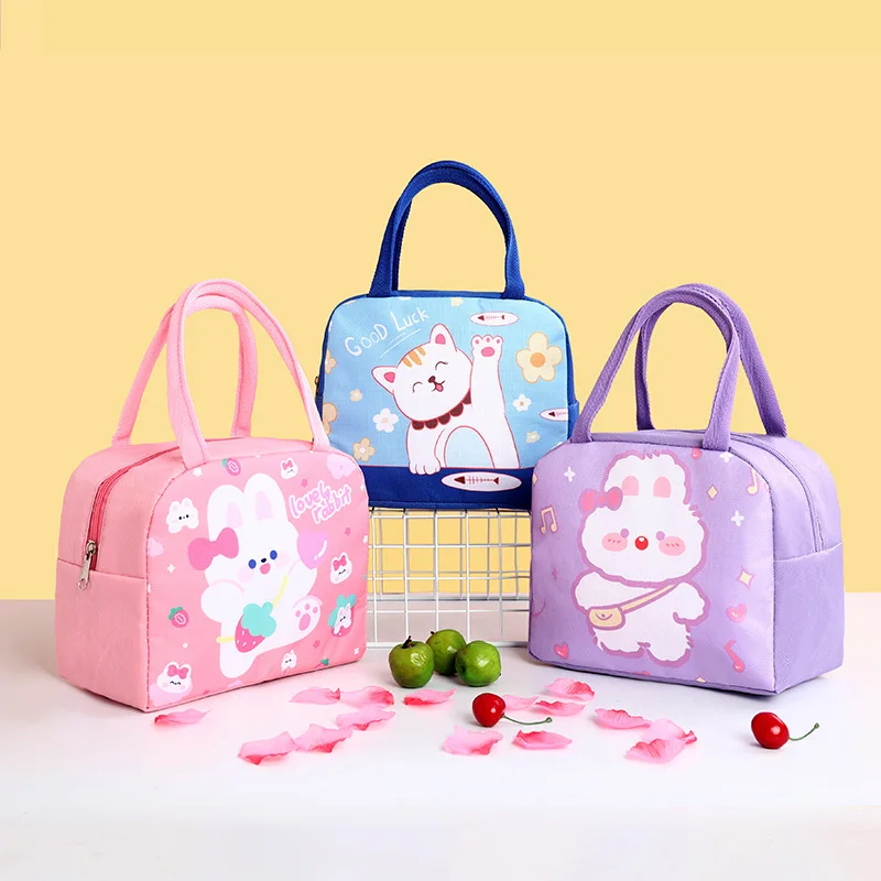 Cartoon Lunch  Bag Children\'s Portable Insulated  Bag Aluminum Foil Large Capacity Office Worker Student Portable Lunch Box Bag