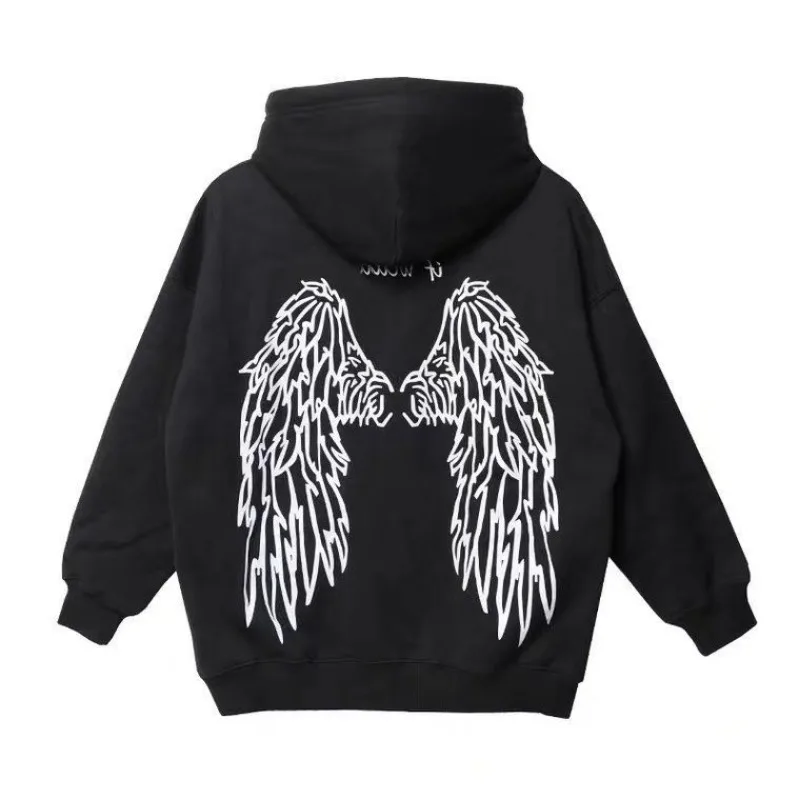 

Hooded Sweatshirts Reflective Angel Wings Women's Fleece Jacket Long Sleeve Hooded Pullover Couples Matching Unisex Hoodies