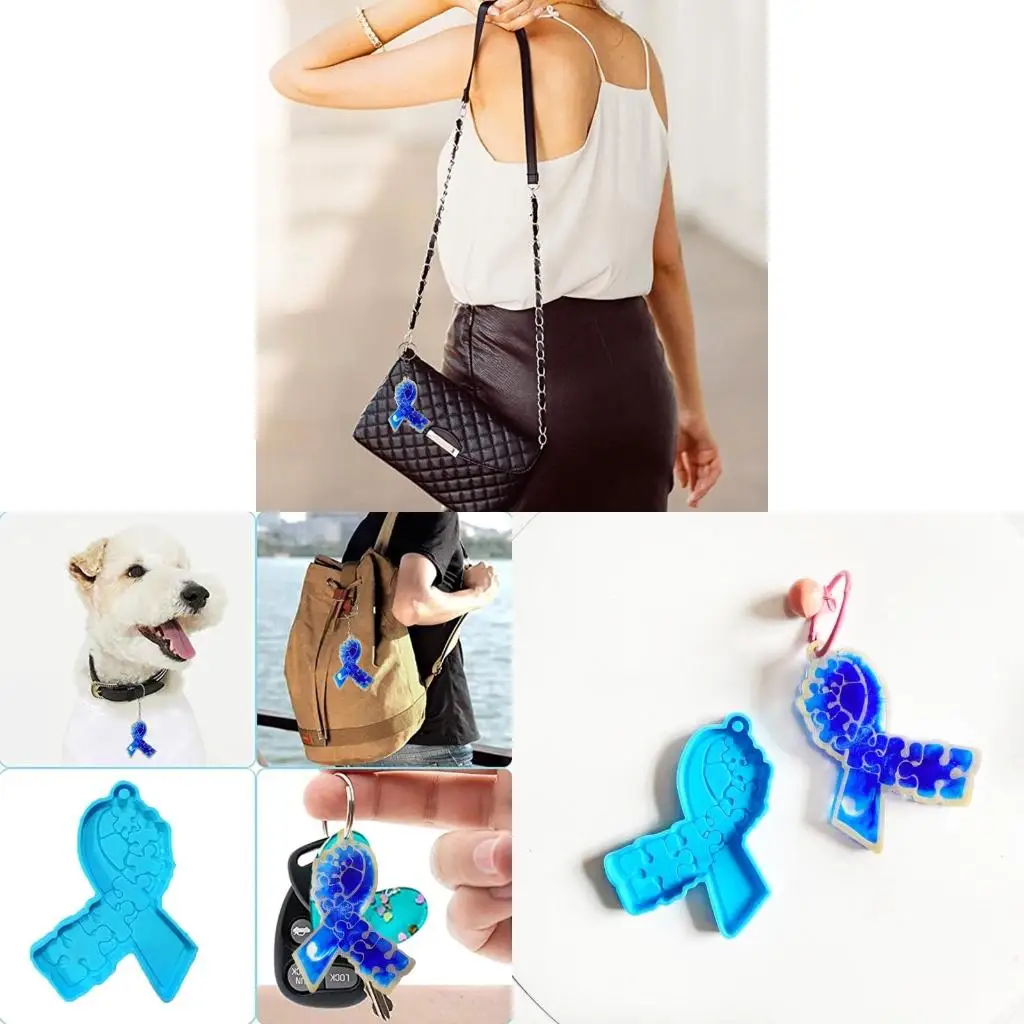 

Ribbon Silicone Mold Awareness Ribbon Keychain Mold with Hole for DIY Necklace