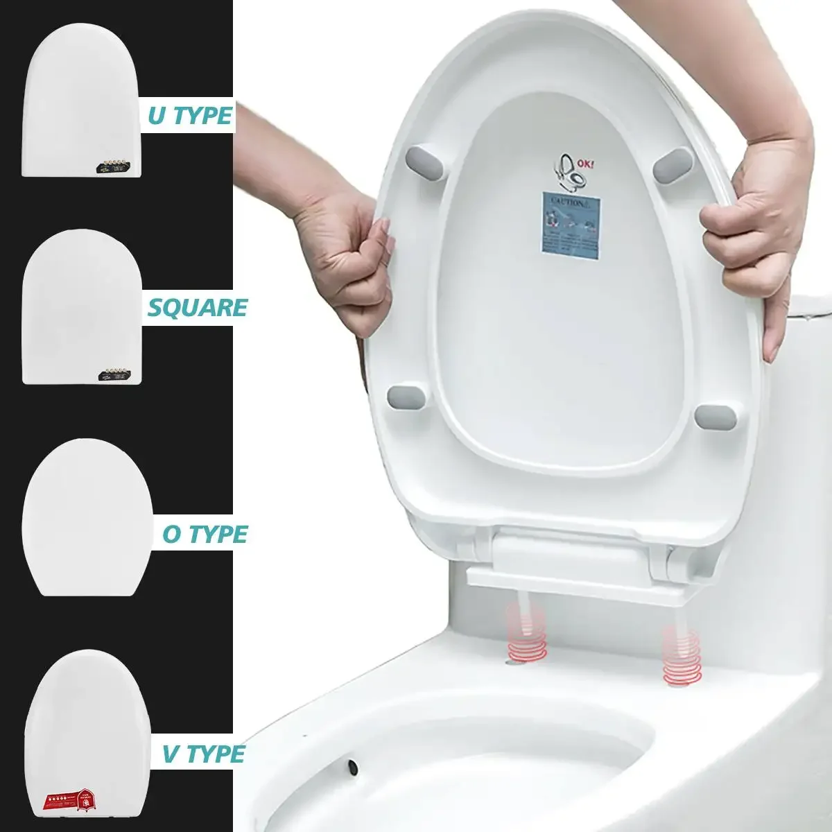 WC Toilet Seats Cover Toilet Lid Thicken Replacement Universal 4 Types Square O V U Shape PP Board Soft Foam Gasket Toilette Use