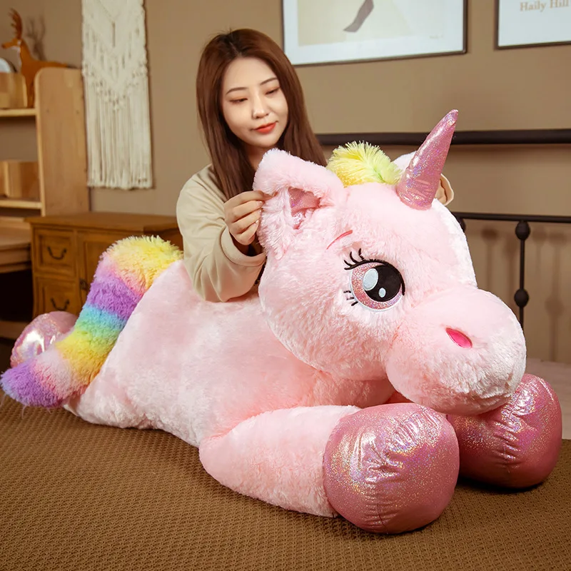 Big Size Rainbow Unicorn Plush Toys Kawaii Kids Toys Stuffed Cartoon Animal Baby Doll Children Christmas Birthday Gift