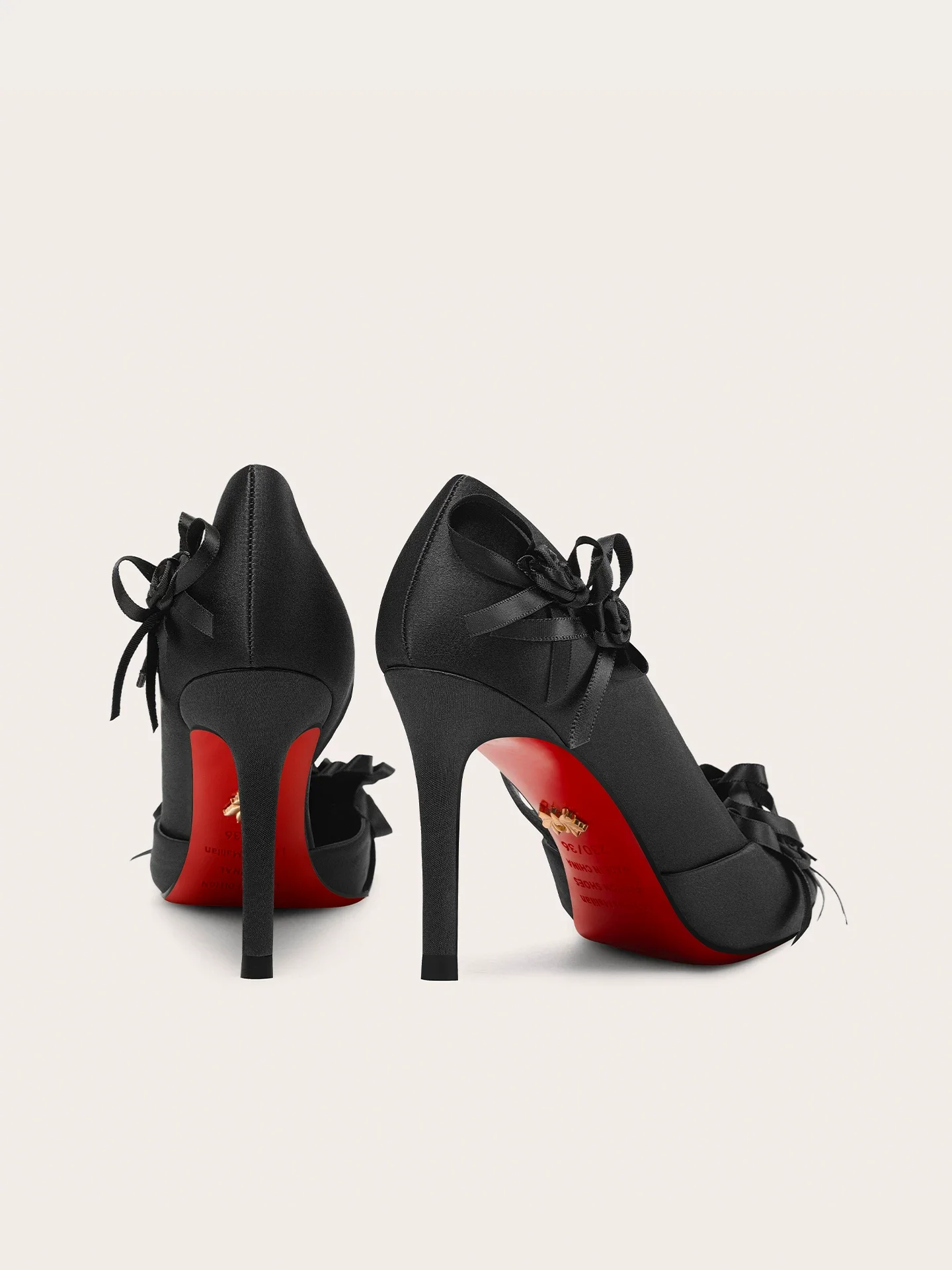 Spring/Summer New Pointed Side Empty Silk Rose Red Bottom Sandals Banquet Large Size Small Size Widening High Heels Women's Shoe