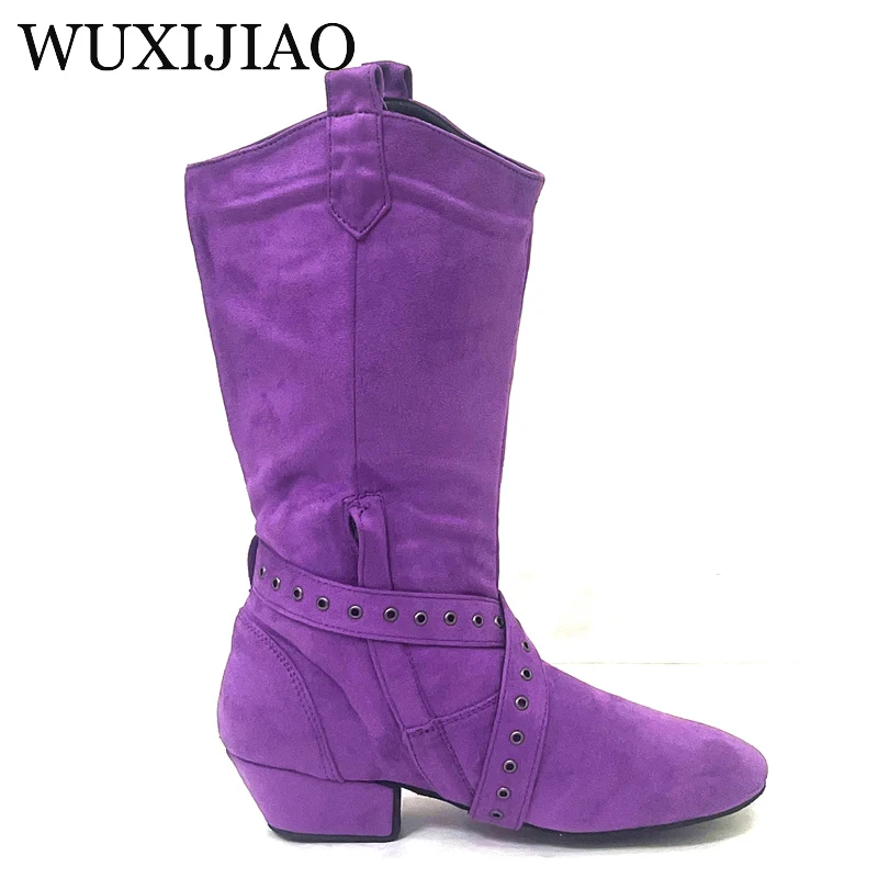 WUXIJIAO Customized high heels dance boots purple dance practice boots half boots