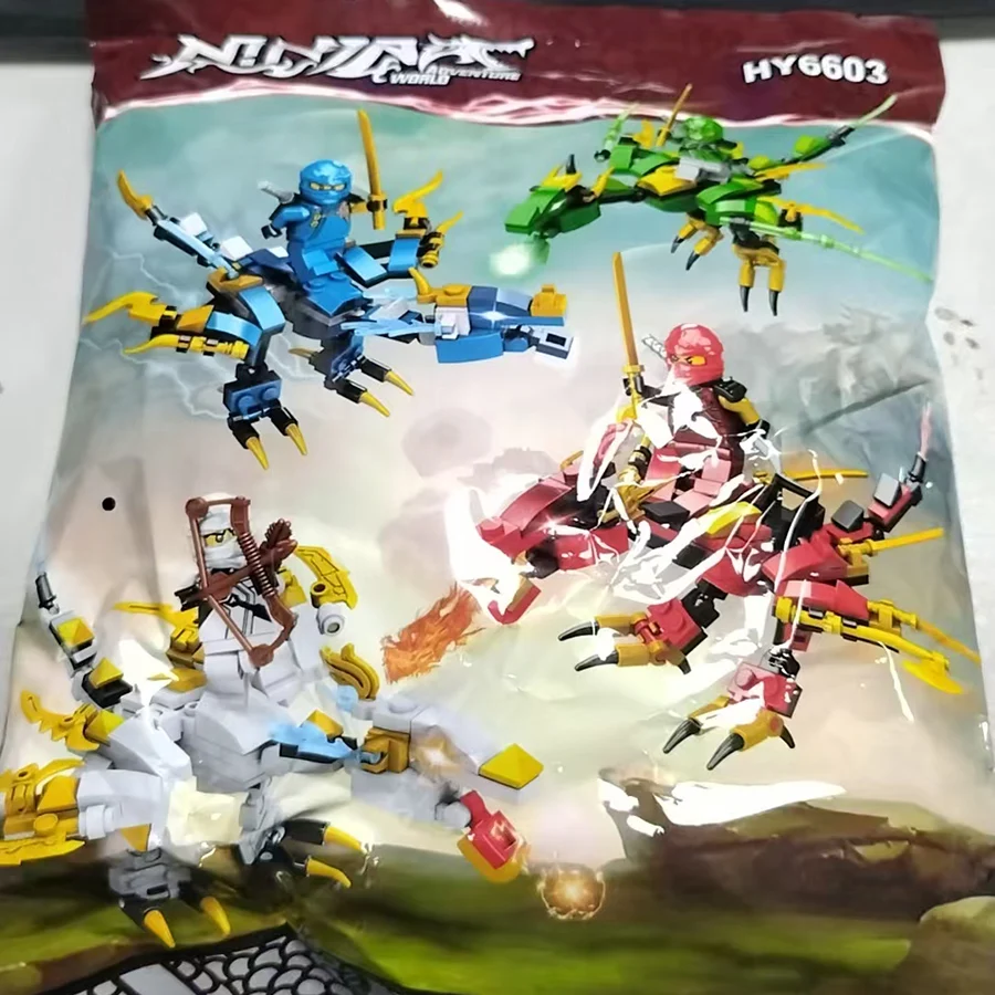 4-stijl Phantom Ninja Dragon bouwstenen minifiguren bakstenen kit klassieke filmmodel kinderen speelgoed jongens voor kinderen