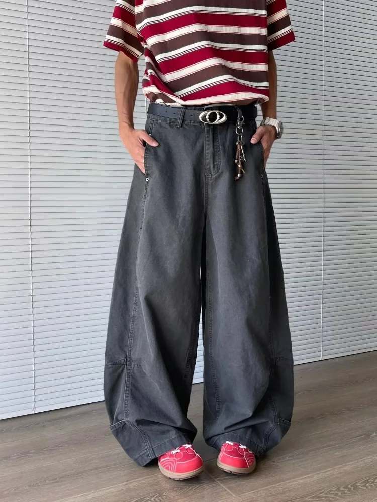 2025 Trashy Y2K 2000S Mode Dunkelgrau Plissee Baggy Jeans Hosen Für Männer 90S Vintage Kleidung Breites Bein Lässige Dame Lange Hosen – Detail 10