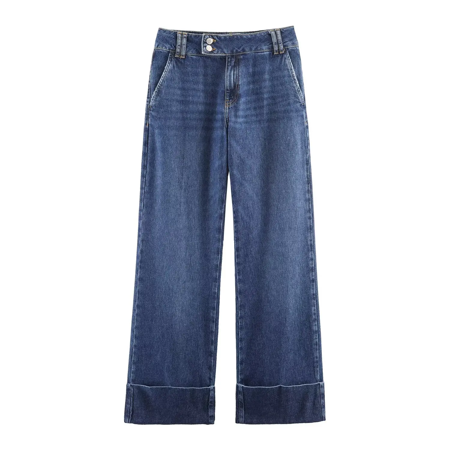 Women's straight-leg low-rise jeans with rolled hem   BP03