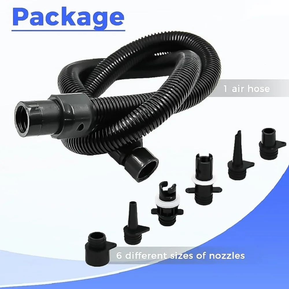 Plastic SUP Paddle Board Air Pump Adapter Connector Removable Air Hose Kit and 6 Nozzles for HT781/HT782/HT790 Electric SUP Pump