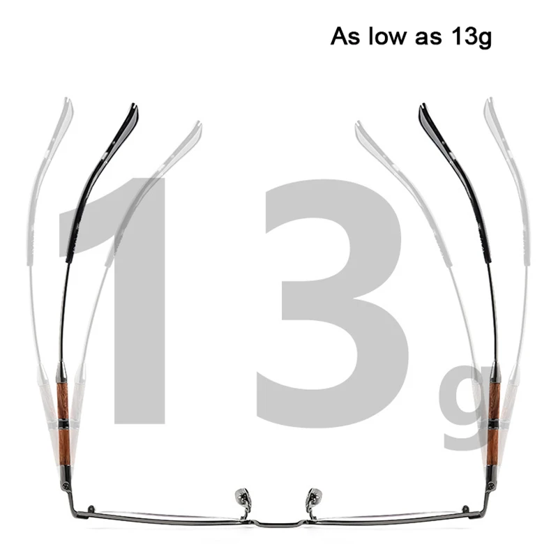 Pure Titanium Eyebrow Full Frame Sandalwood Inlaid Temple Retro Glasses Men Successful People Advanced Elite Bamboo Wood Eyewear view 3