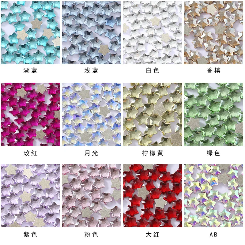 4mm/6mm Sparkling Star Boutique fondo piatto nail art strass cristallo di vetro 3D decorazione per unghie forme Multiple all\'ingrosso