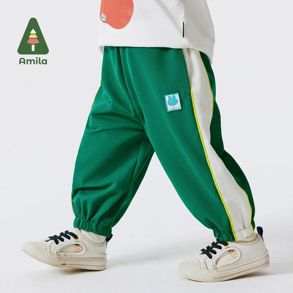 Amila Baby Boy Pants 2024 Spring New Athletic Splicing Contrast Breathable Quick-drying Casual  Baby Clothing