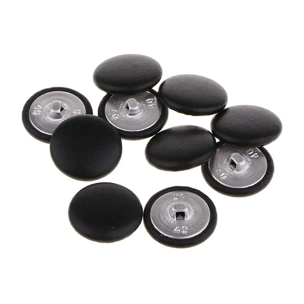 Pack of 10 Artificial Leather Covered Shank Buttons for Crafts Sewing Knitting Haberdashery Upholstery, 20mm Sewing Buttons