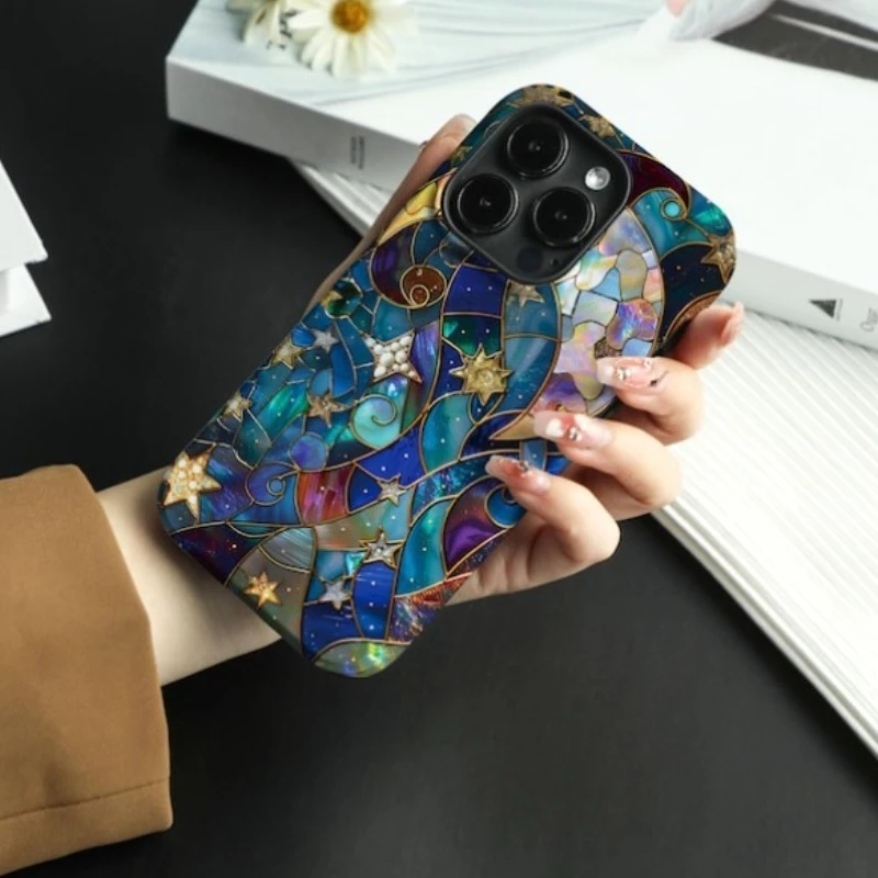 

Магнитный чехол для телефона IPHONE 17, 16, 15, 14, 13, 12, 11 16e Air PRO Plus, жесткий акриловый противоударный чехол с принтом Magic Stars