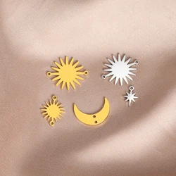 EUEAVAN 1pc Star Sun Crescent Moon Charm Stainless Steel Charms for Earrings Bracelets Necklace DIY Pendant Jewelry Making Gifts