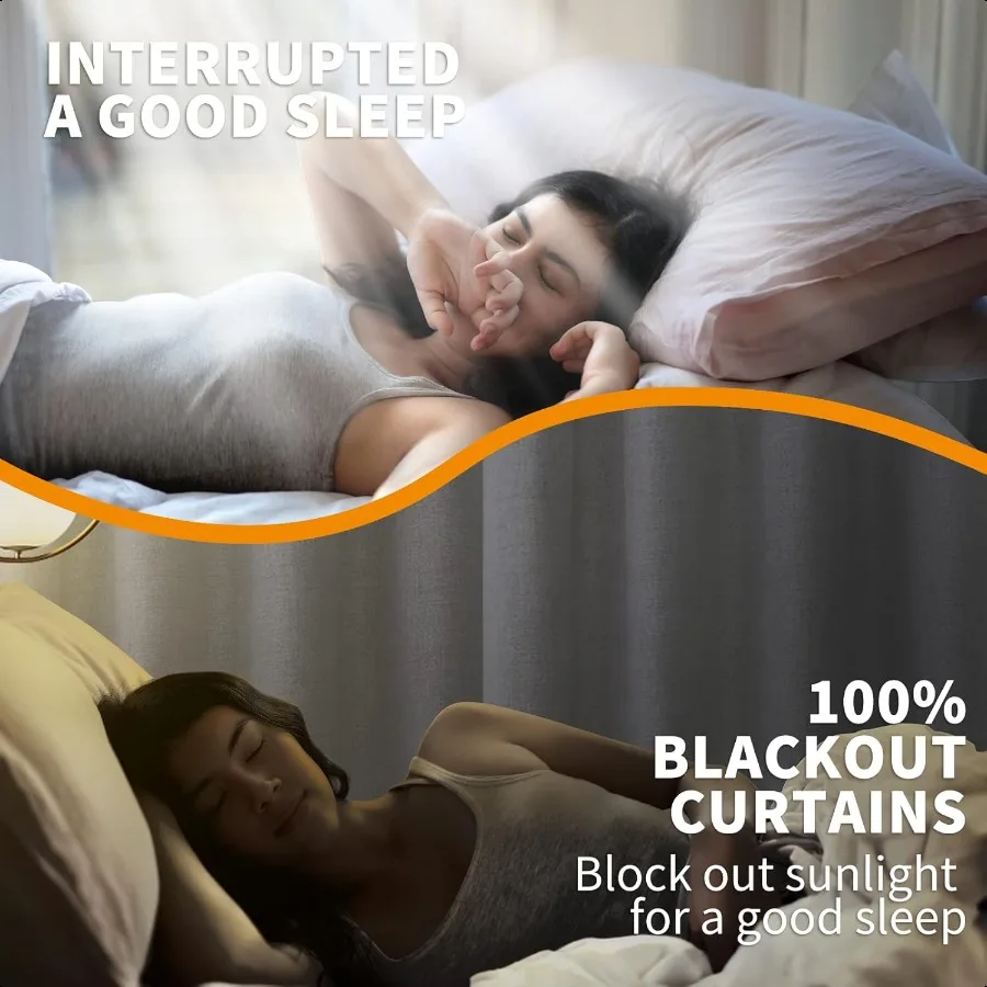 Tende oscuranti strutturate in lino per camera da letto Tende per tende per finestre in lino oscurante per tutta la stanza con fodera termica isolata per F