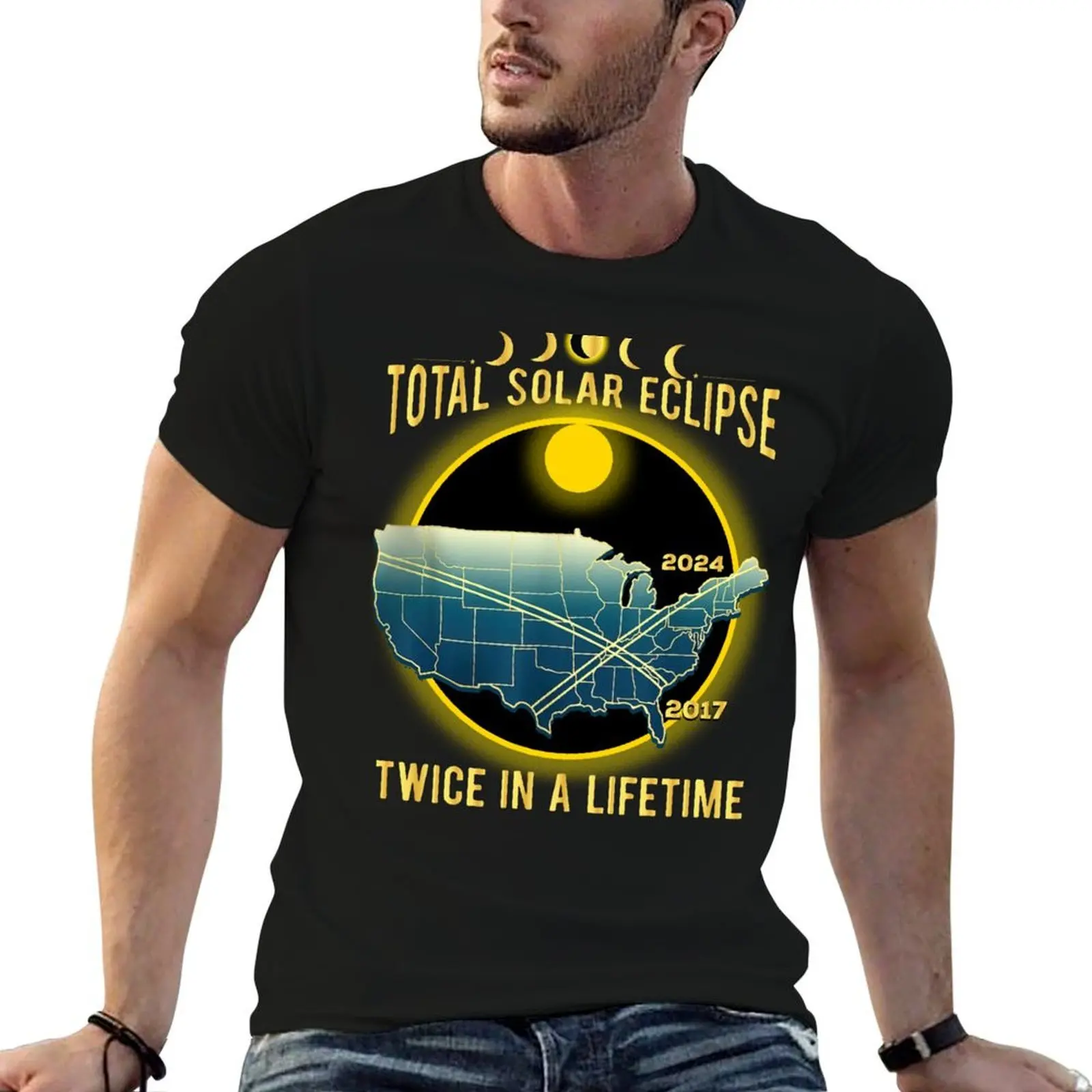 

total-solar-eclipse-twice-in-a-lifetime T-Shirt printed t shirts for man man t shirt luxury T-Shirt