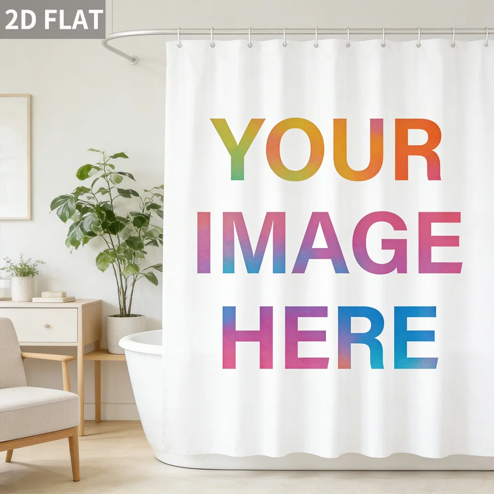 

Personalized Shower Curtain Banner, Featuring Custom with Text and Logo, for Bathing, Machine Washable and Includes 10 Hooks