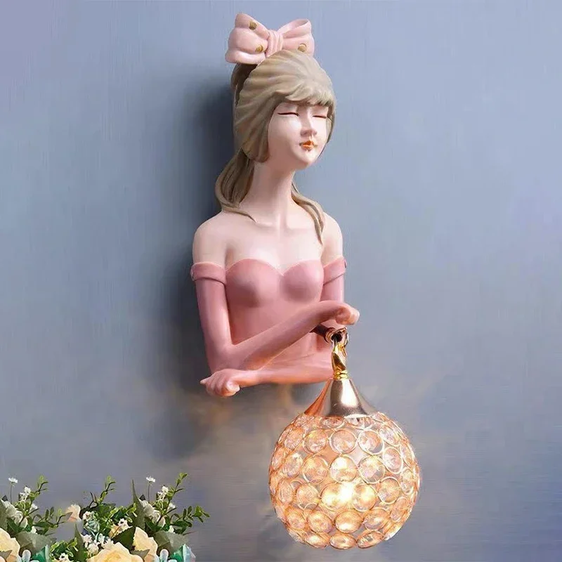 

DORIAN Contemporary Indoor Wall Lamp LED Pink Girl Creative Design Resin Sconce Lights For Home Living Room Bedroom