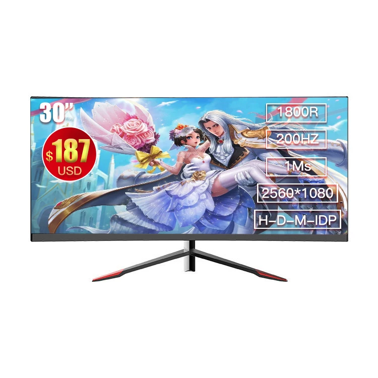 Wide screen 30 inch Free Sync Frameless Curved R1500 2K 200HZ Led Pc Gaming monit For Electronic Sports