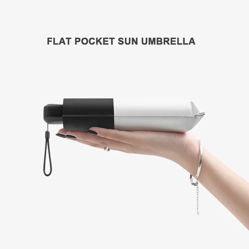 Pocket Mini Umbrella Rain Women Colors Flat Five Folding Sun Umbrellas Female Portable Parasol Sunscreen Umbrella Girls UPF50+