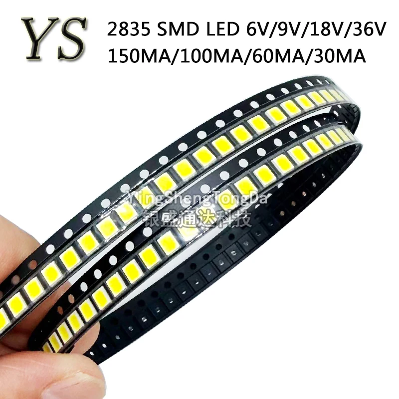 100pcs High Brightness SMD LED 3V 6V 9V 18V 36V 2835 1W 0.5W 0.2W White 150MA/100MA/30MA/60MA/80MA 6000-6500K
