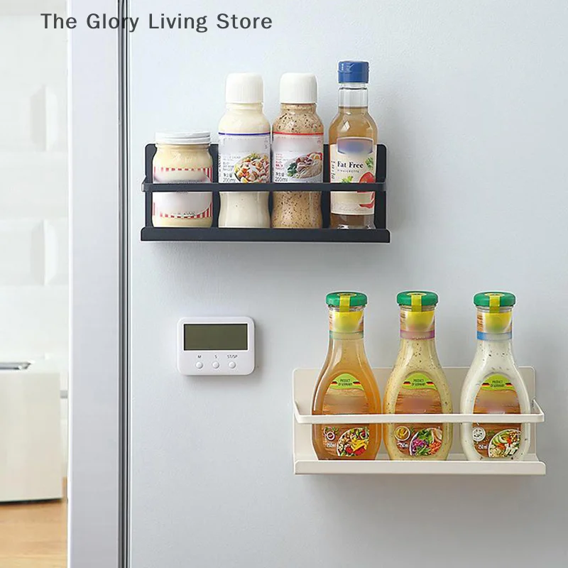 Refrigerator Magnetic Storage Rack, Punch-free Kitchen Multi-function Strong Magnetic Refrigerator Microwave Side Storage Rack