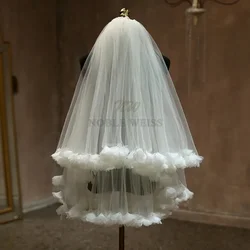 Bridal Veil 2T Veils 3D Flowers Wedding Veil With Comb Short Wedding Veil Customized