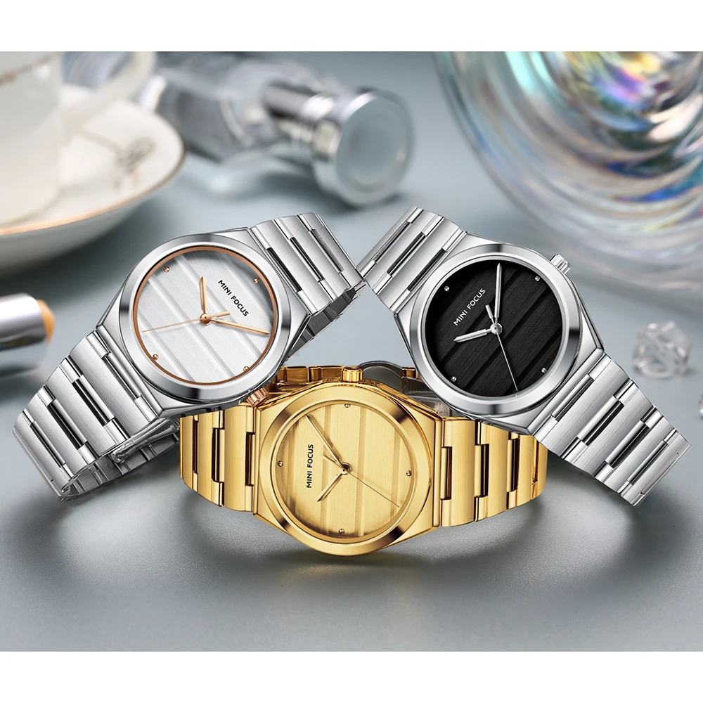 MINI FOCUS 0611 relojes de cuarzo de negocios informales para mujer diseño minimalista luminoso impermeable elegante reloj de mujer montre femme