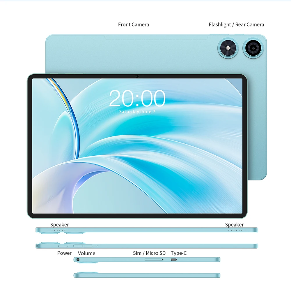 2026 Teclast P50 Tablet Android 16 8-Core T606 4Gb Ram 128Gb Rom 1280X800 Pixels Ips Bluetooth 5Mah Type-C 8Mp+5Mp Wifi TLA002