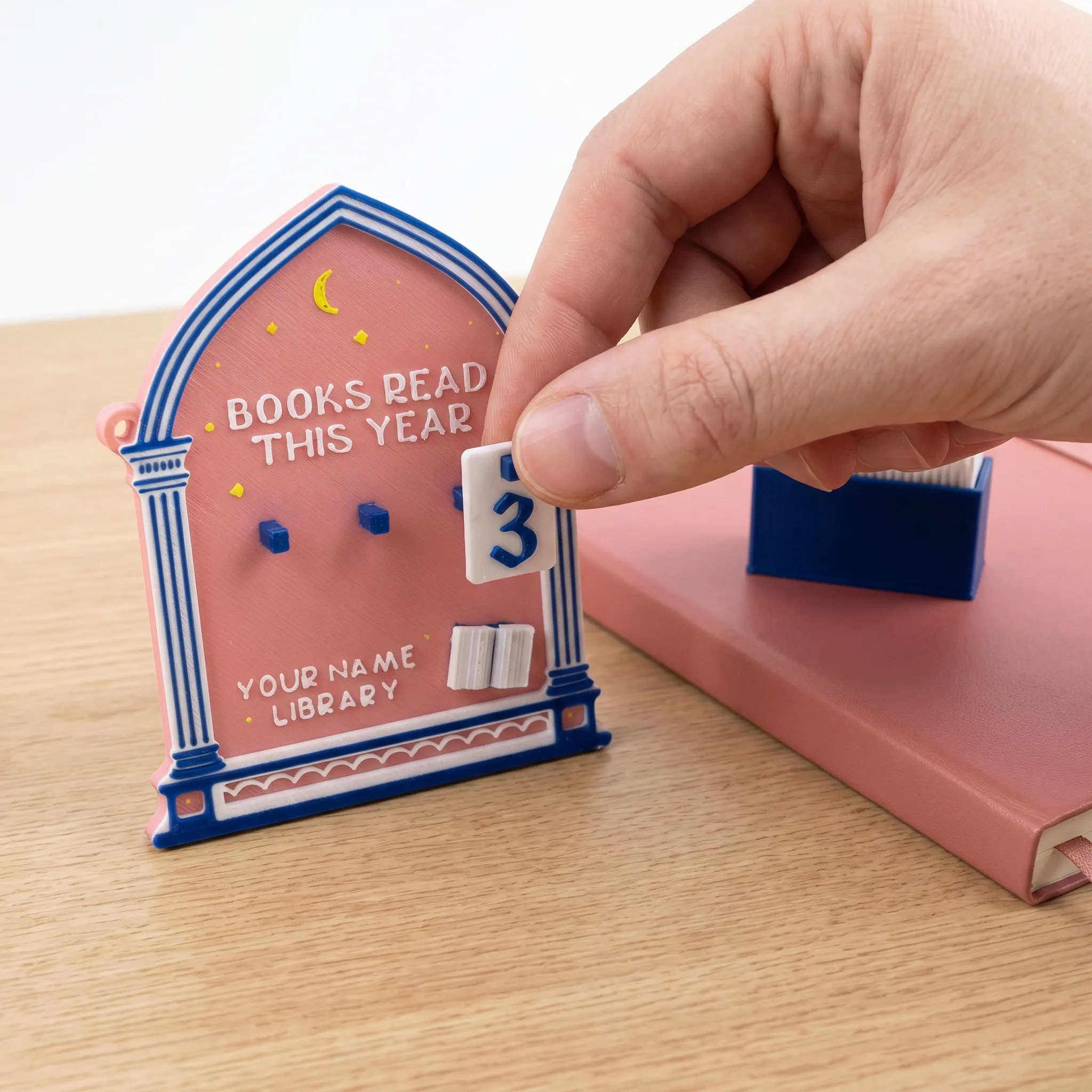 1Set Annual Reading Counter Sign Modern Minimalist Book Tracker Ornament for Bookshelf Decor Home Library Reading Goal Display