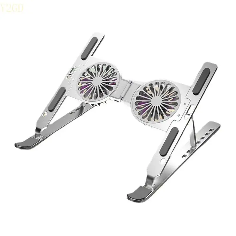 Y2GD Adjustable Laptop Stand Cooling Holder with 2 Fans Quiet Thin Cool Folding Riser