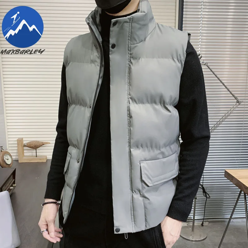 Winter Brand Warm Vest Men High-quality Korean Style Windproof Padded Jacket Self-cultivation Stand Collar Sleeveless Waistcoat