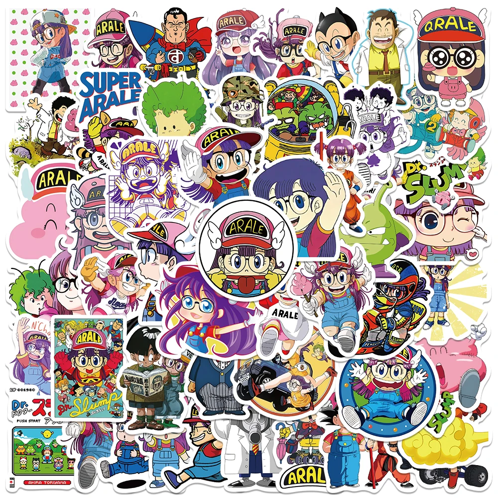 Bonito Arale Cartoon Graffiti Adesivos, Decalques Kawaii para Crianças, Laptop, Bagagem, Skate, Telefone, Vinil, Impermeável, 50Pcs