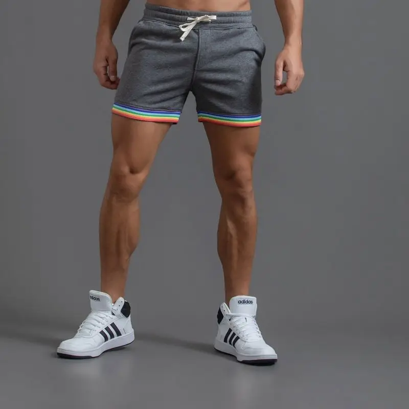 Calça virilha aberta invisível masculina, shorts de treino com bolsos, corredores esportivos, moletom de algodão, sexo ao ar livre, academia sexy, 5 polegadas