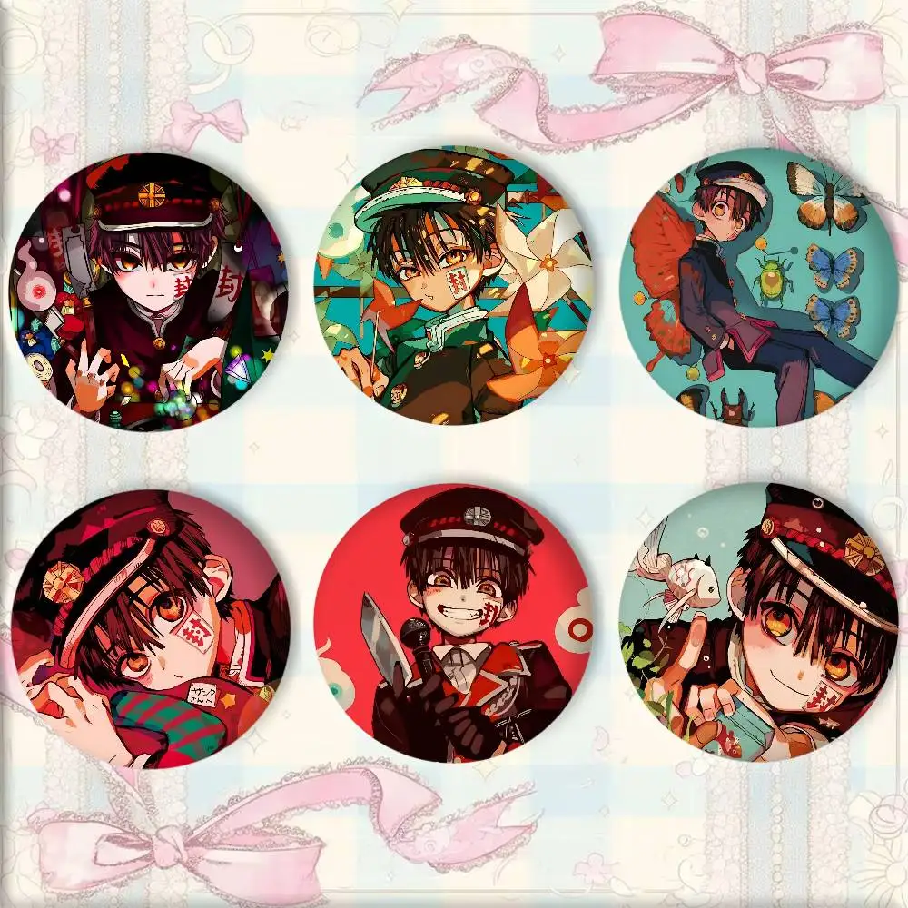 Anime T-Toilet-bound H-Hanako-kun Hanako-Kun Badges 44 58 75 mm Round Cosplay Pin Bag Decor Fans Collect Friends Gifts Brooch