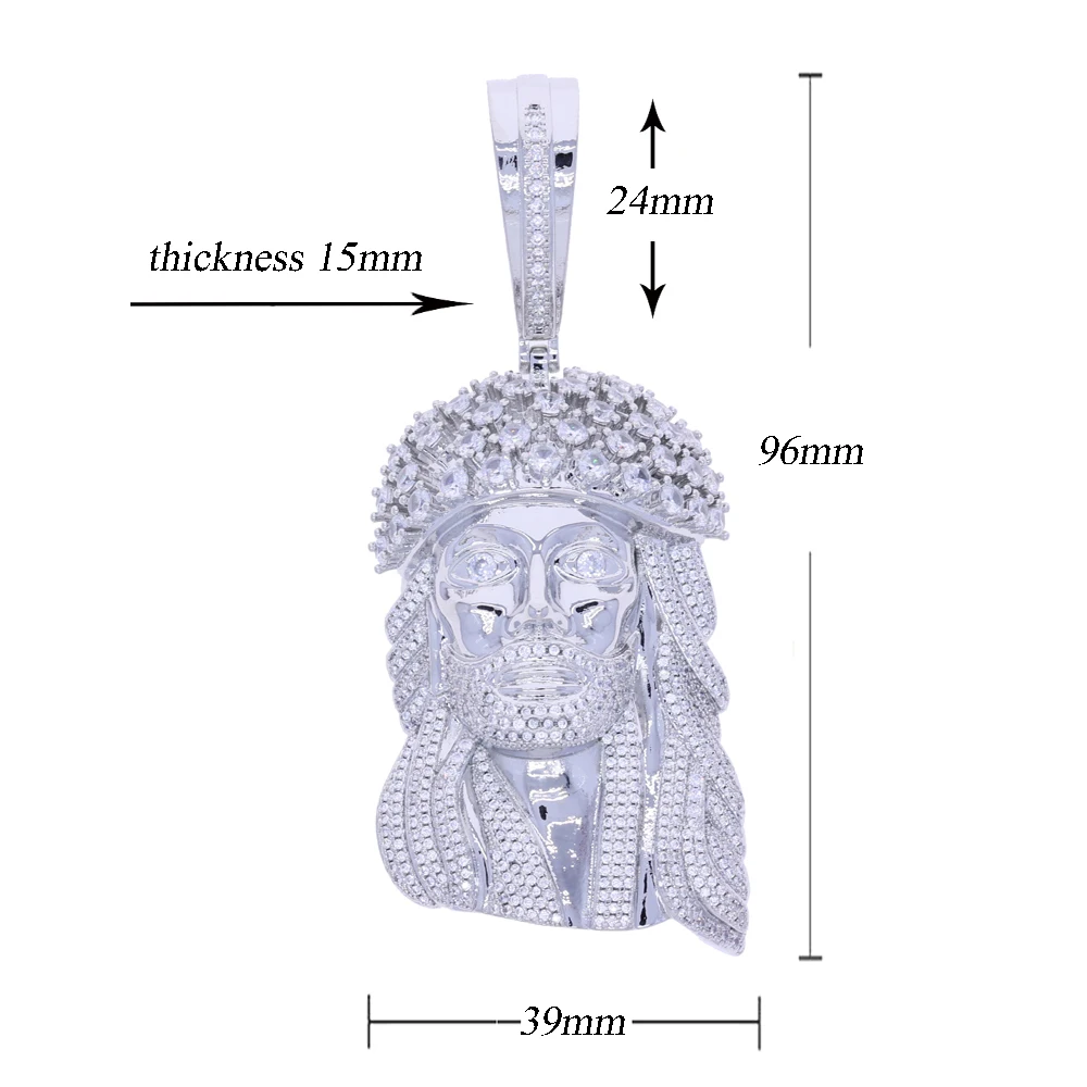 2026 New Release Jesus Pendant Men's Hip Hop Set with Shining Zircon Religious Belief Pendant Rope Chain Jewelry