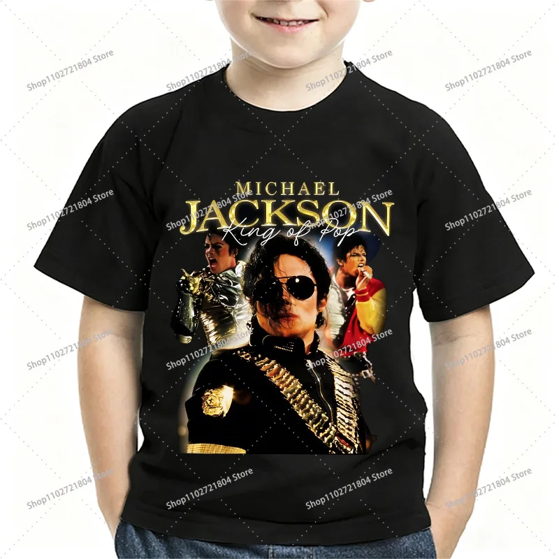 King of Pop Michael Jackson Niedliche T-Shirts für Jungen und Mädchen, Anime-Cartoon-Druck, Kurzarm-Oberteil, Kinder-Sommer-Sport-T-Shirts – Detail 8