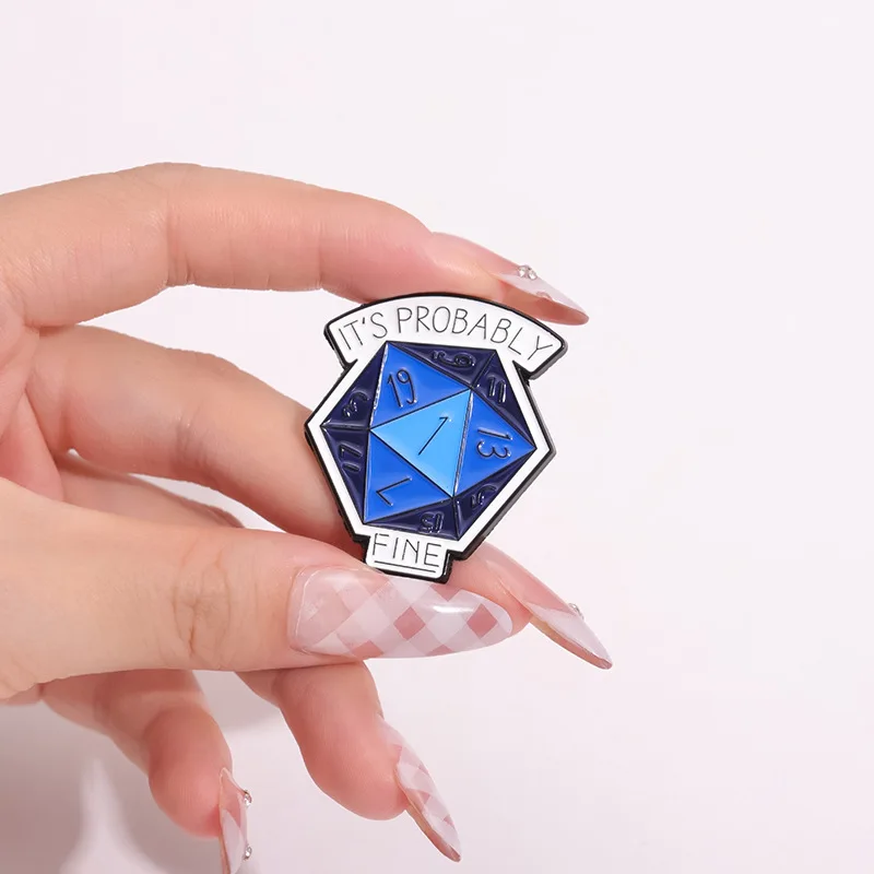 Cartoon Skull Dice Enamel Brooch Creative Little Raccoon Fire Dragon Cat Digital Lapel Pins Game Badge Jewelry Gifts For Friends