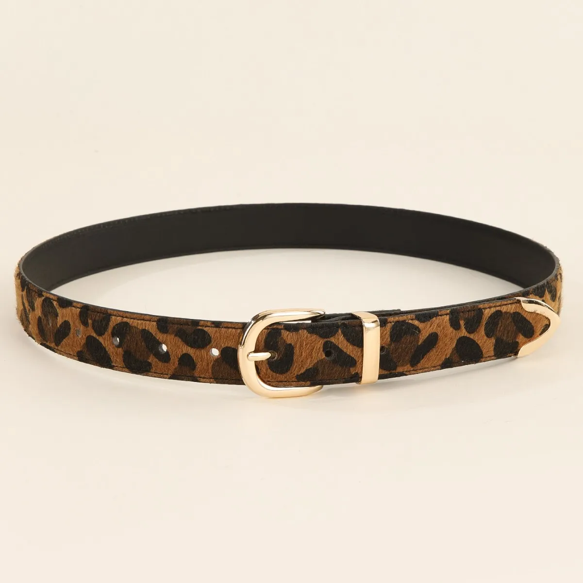 Cinturón versátil de moda americana con estampado de leopardo y serpiente, cinturón decorativo con hebilla japonesa de aleación redonda para mujer