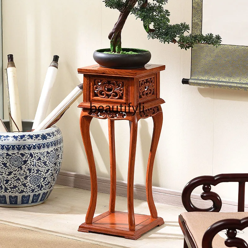 Rosewood Bonsai Floor Flower Stand Antique Living Room Rosewood Plant Stand Chinese Flower