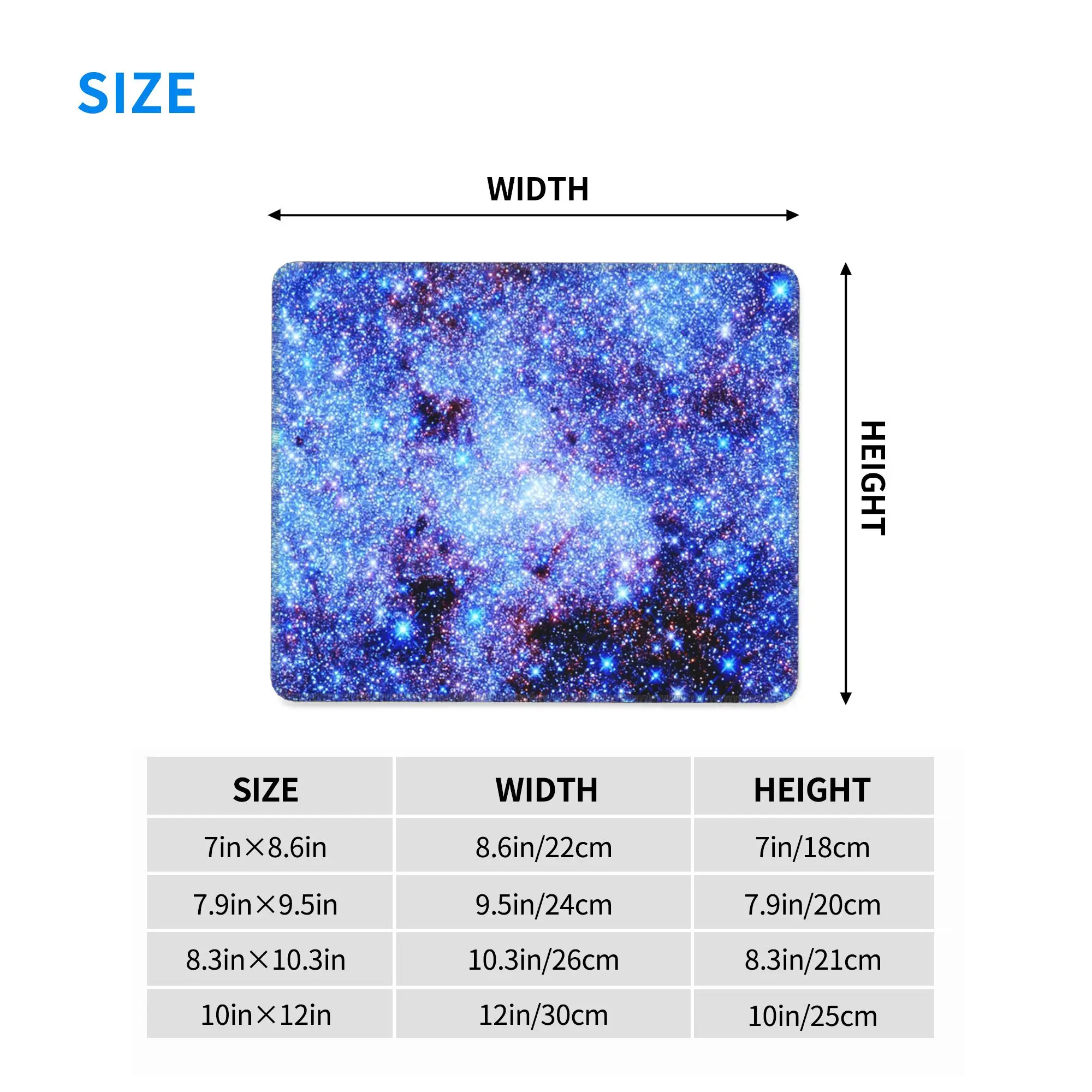 Galaxy Sparkle Stars Periwinkle Blue Mouse Pad Computer Keyboard Mouse Mat Gaming Laptop Desk Mat Office Accessories Table Mats