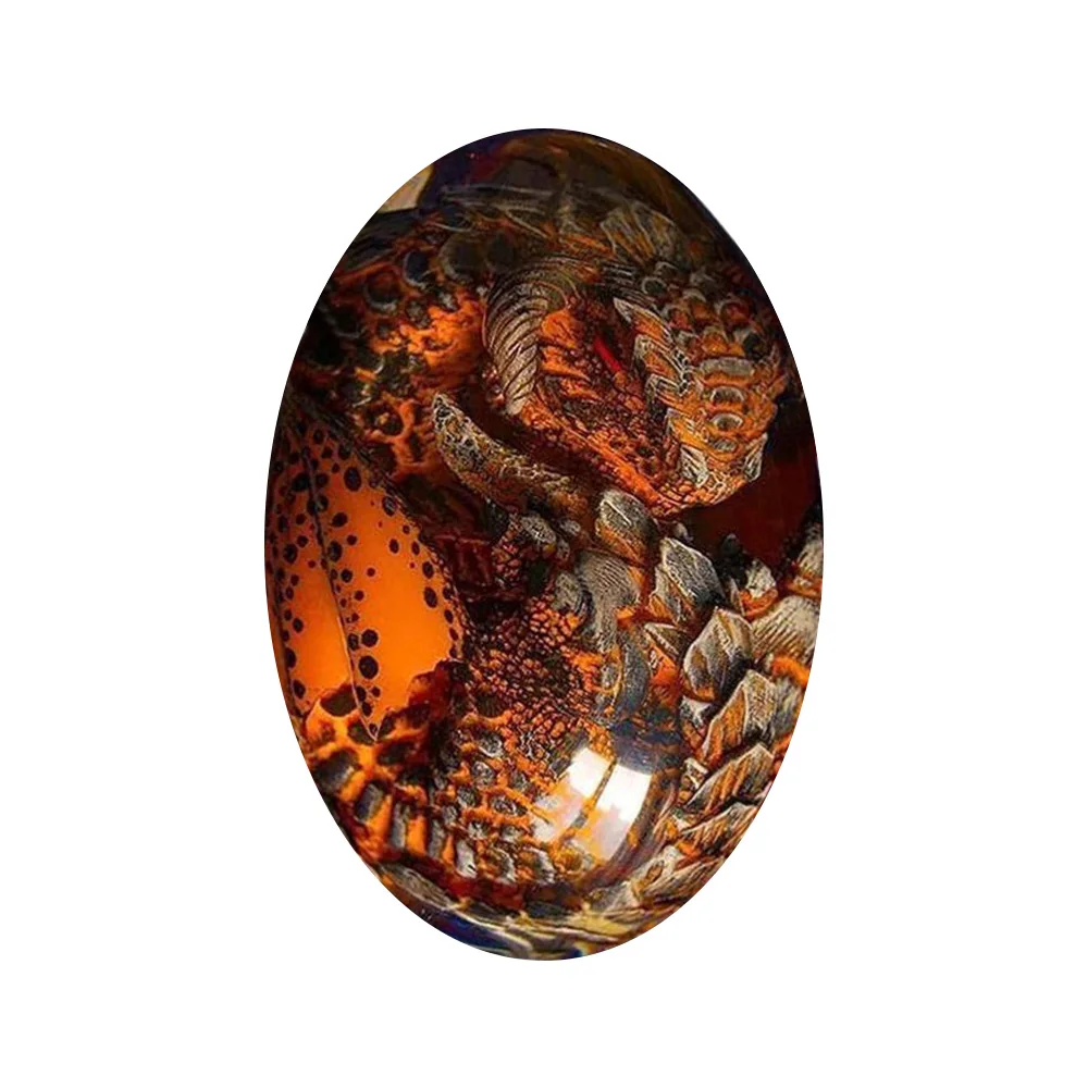 1PCS Lava Dragon Egg Dream Crystal Resin Transparent Exquisite Hand-Sculpted Fire-Bag Dragon Souvenir Desktop Ornaments