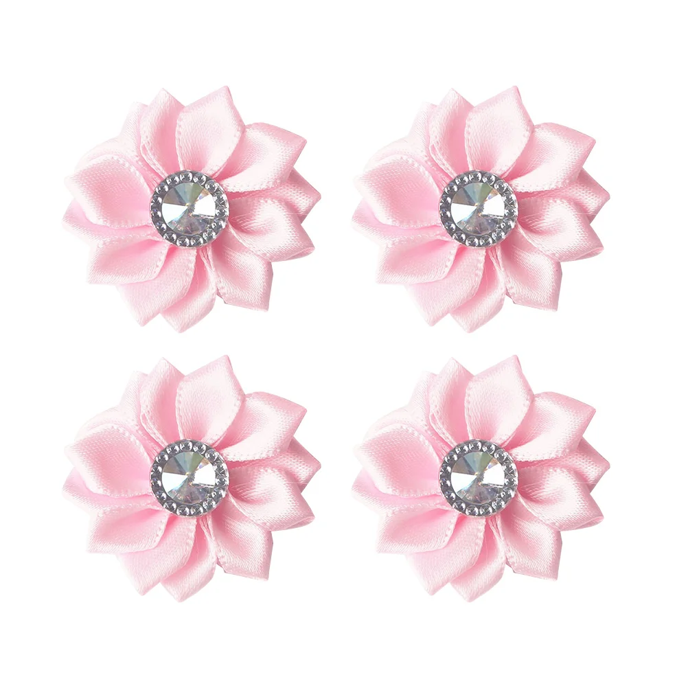 

Ribbon Flower Cloth Hair Accessories Head Bands Pink Rhinestones Fabric Headwear