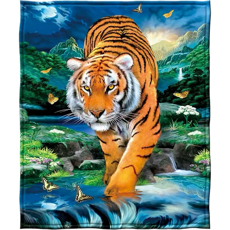 

Plush Tiger Blanket Throw Custom Blankets with Photo Fleece Throw Blanket for Women, Men and Kids Super Soft Personalized Gifts