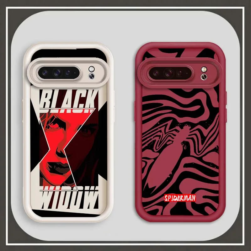 Marvel Spider Man Black Widow For Google Pixel 9 8A 8 7 7A Pro XL 5G Eye Ladder Phone Case Soft TPU Shockproof Cover