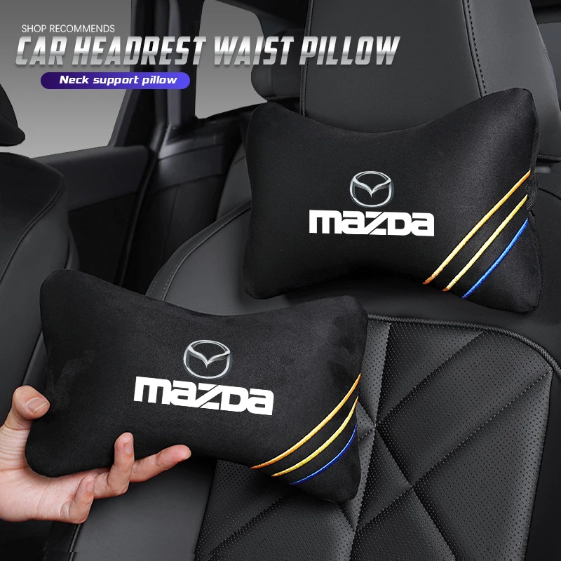 Auto-Nackenkissen, weiches, bequemes Wildleder-Kopfstützen- und Lendenkissen für Mazda 3 6 2 5 CX5 CX3 Atenza MX5 CX7 Axela CX30 CX90 CX60 CX50