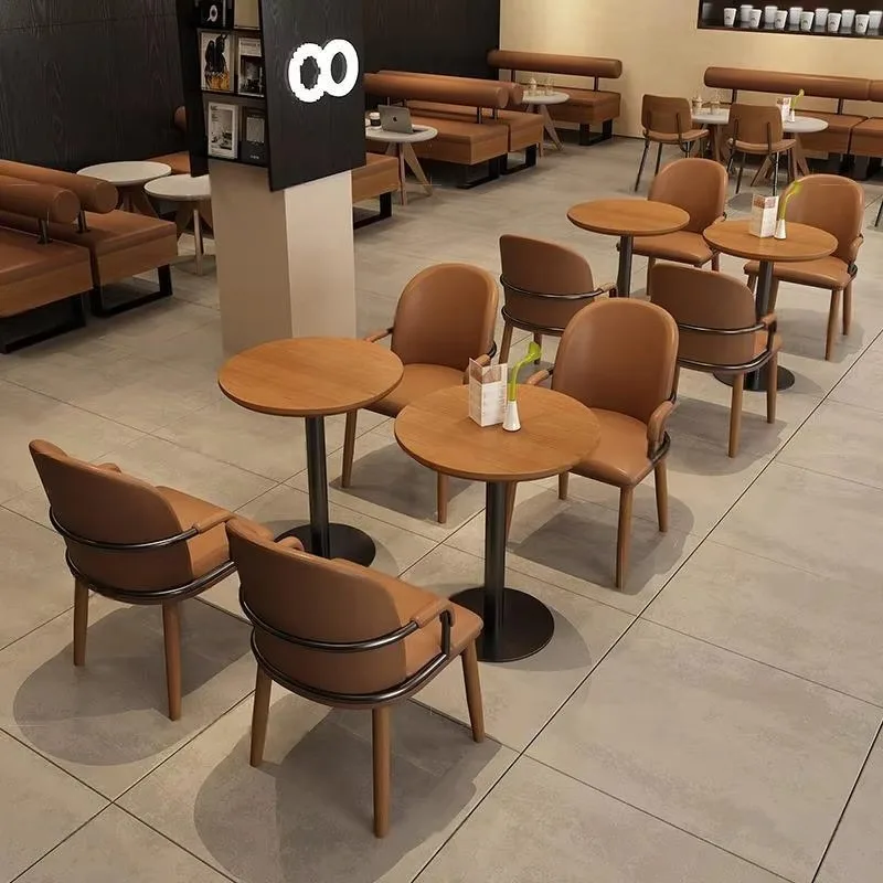 Coffee Shop Dining Table Banquette Seating Set Restaurant Furniture With Wooden Table and Metal Feet for Cafe Use