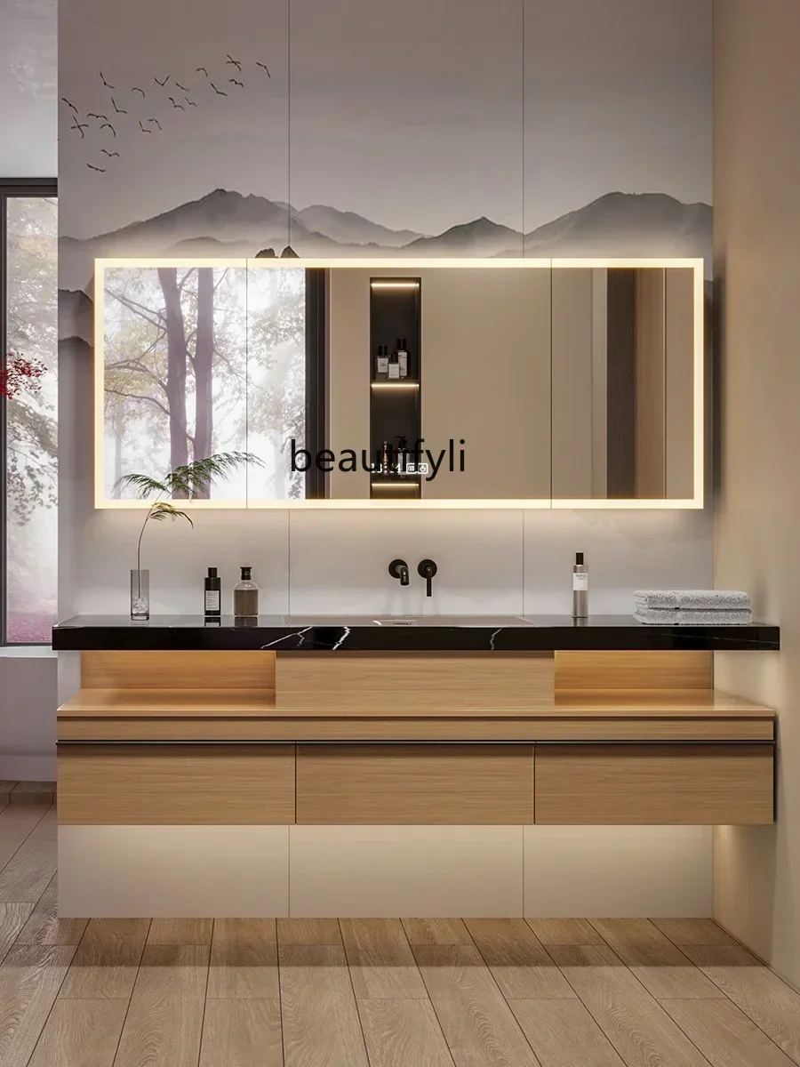 

Whole Washbin Hanging Rubber Wood Smart Bathroom Cabinet Combination Bathroom Table