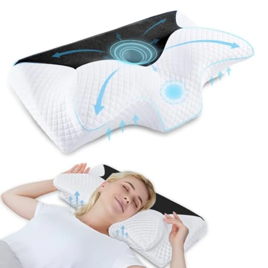 

Cervical Contour Memory Foam Pillow for Pain Relief, Orthopedic Neck Bed Pillow for Side Sleepers Back and Stomach