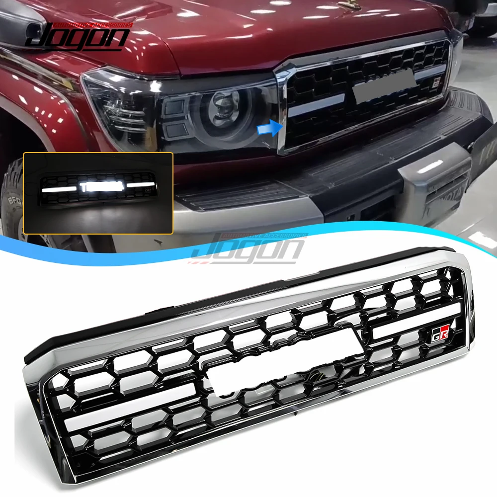 Replacement Racing Grills With LED For Toyota Land Cruiser 70 LC70 LC71 LC76 LC78 LC79 Front Bumper GR Grille Car Accessories